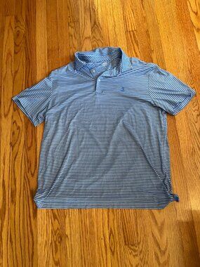 IZOD Golf Mens L Blue Striped Polo